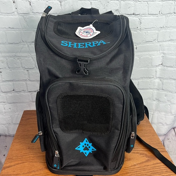 Sherpa Black Pets Carrier Travel Backpack FAA Approved - Picture 1 of 9
